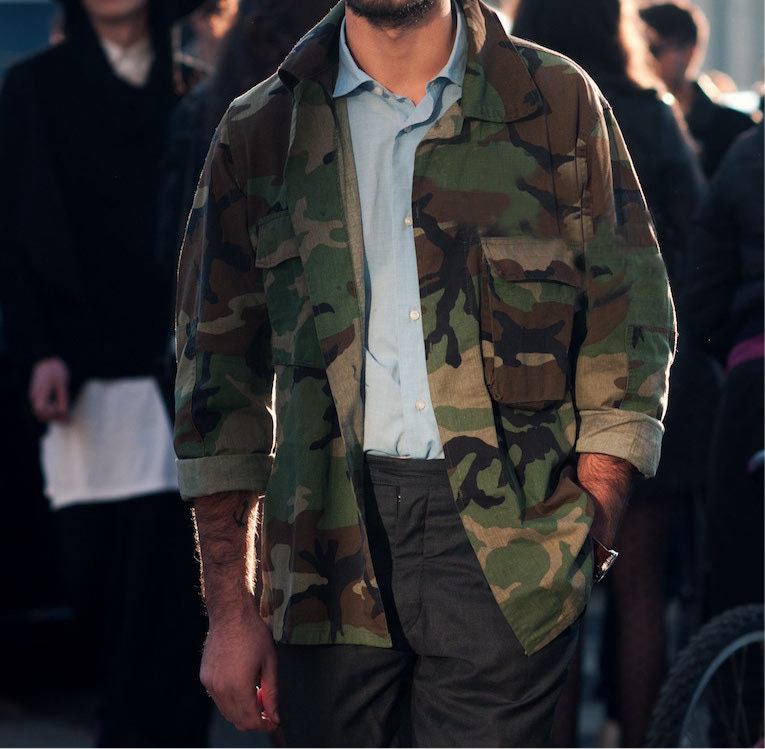 Camo Jacket Vintage Army Jacket Reclaimed Military Button Down Shirt Jacket ALL SIZES