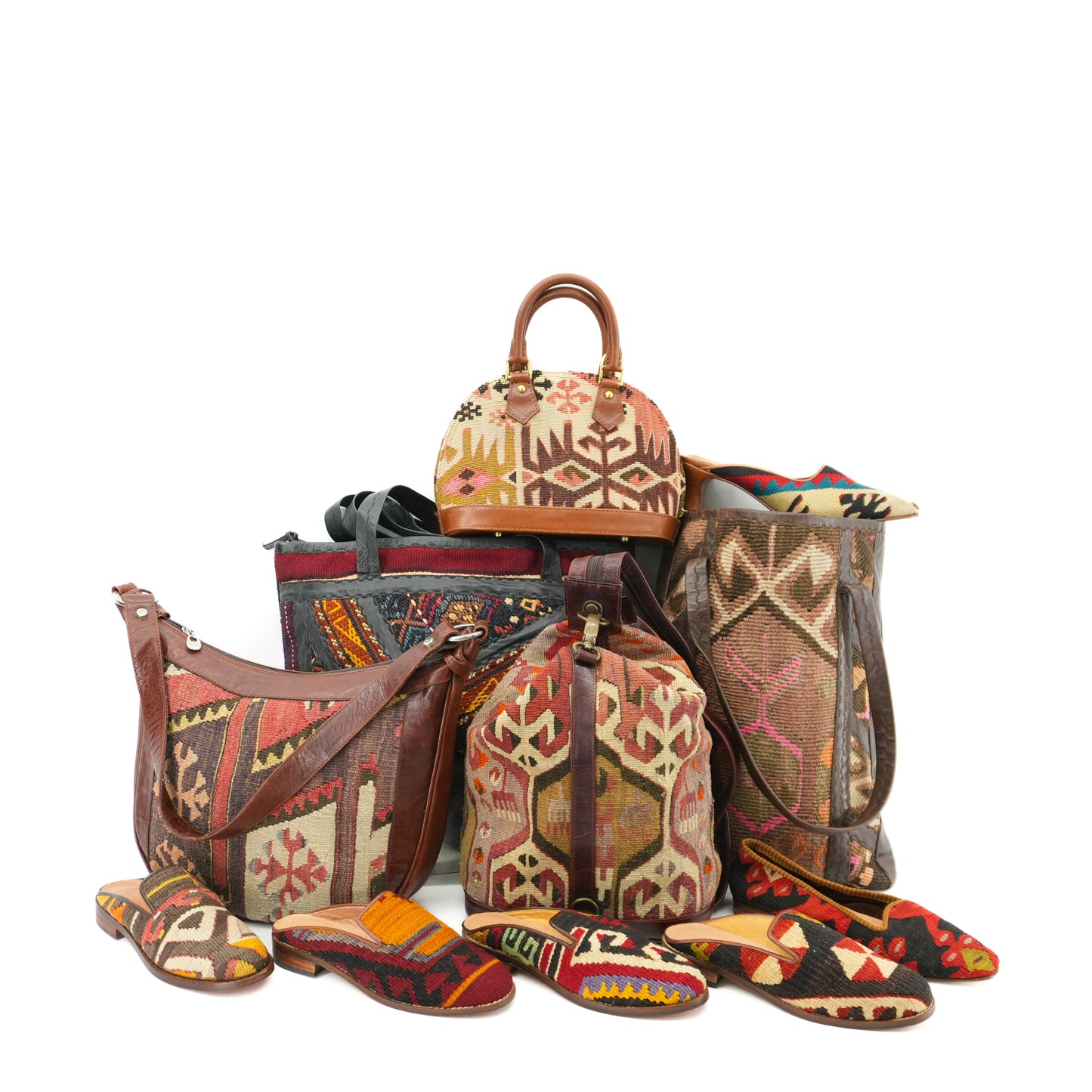 Vintage Boho Patchwork Shoulder Bag - Embroidered Leather & Fabric Tote