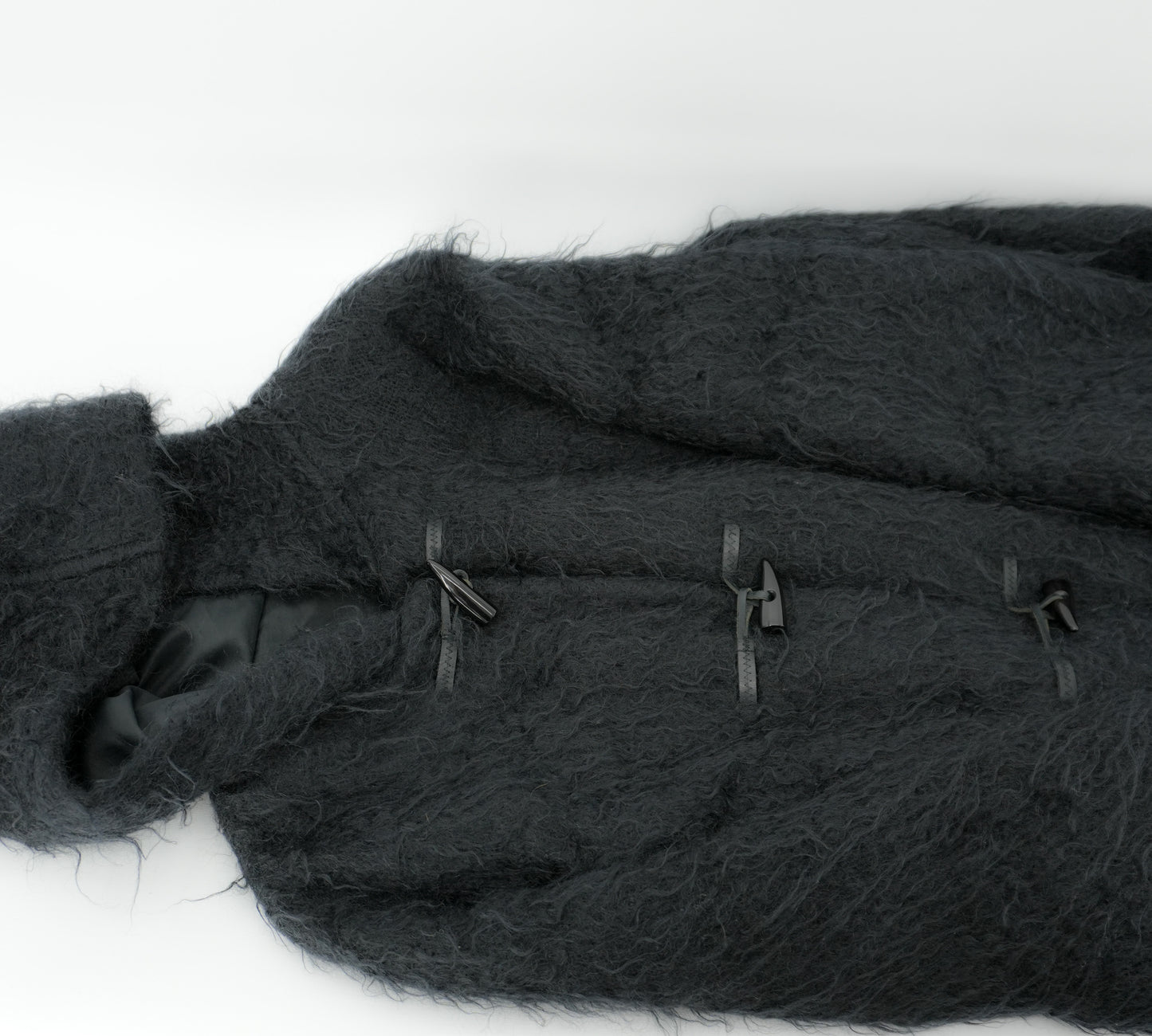 Vintage Shaggy Mohair Sweater Coat Teddy Hooded SCOTTISH WOOL Jacket Size Large