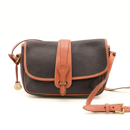 Vintage Dooney and Bourke Leather Saddle Bag Black Crossbody Satchel