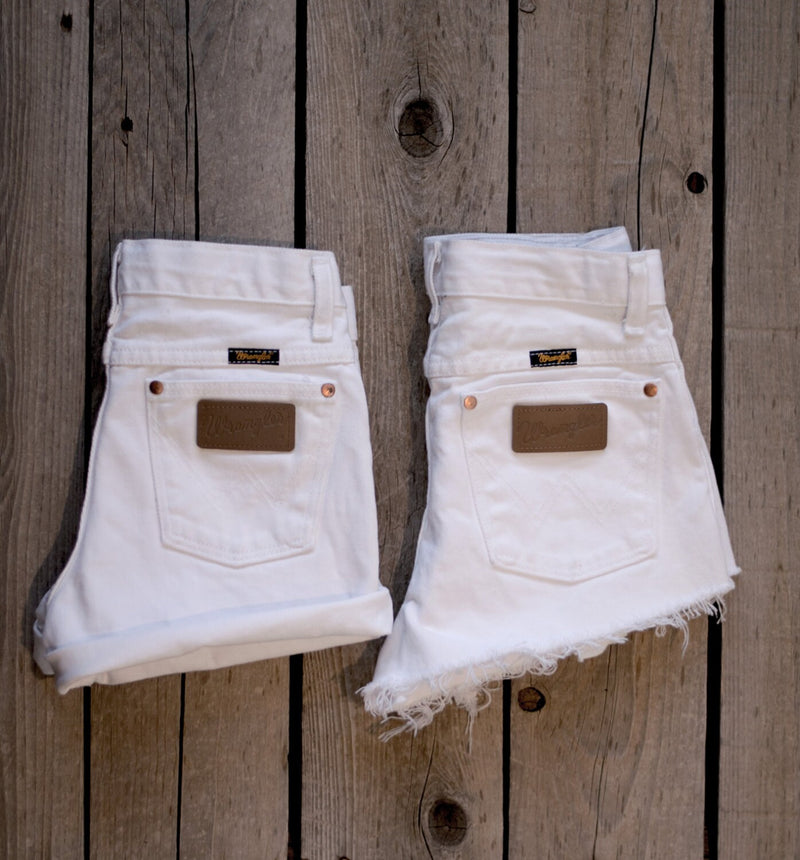 Vintage WRANGLER Shorts WHITE Denim Cutoff Shorts Highwaist Jean Shorts CUSTOM-Fit All Sizes
