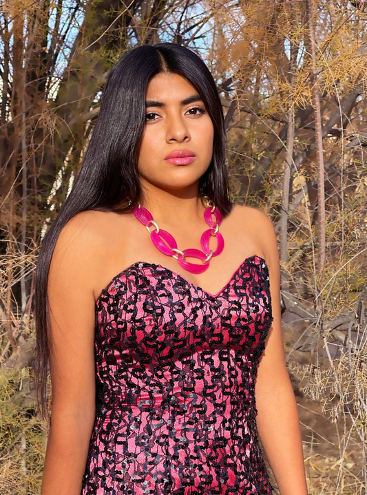 Party Dress Vintage SEQUINS FEATHER Evening Dress Bright Pink and Black Strapless Mini Formal Dress Size Small or 3/4