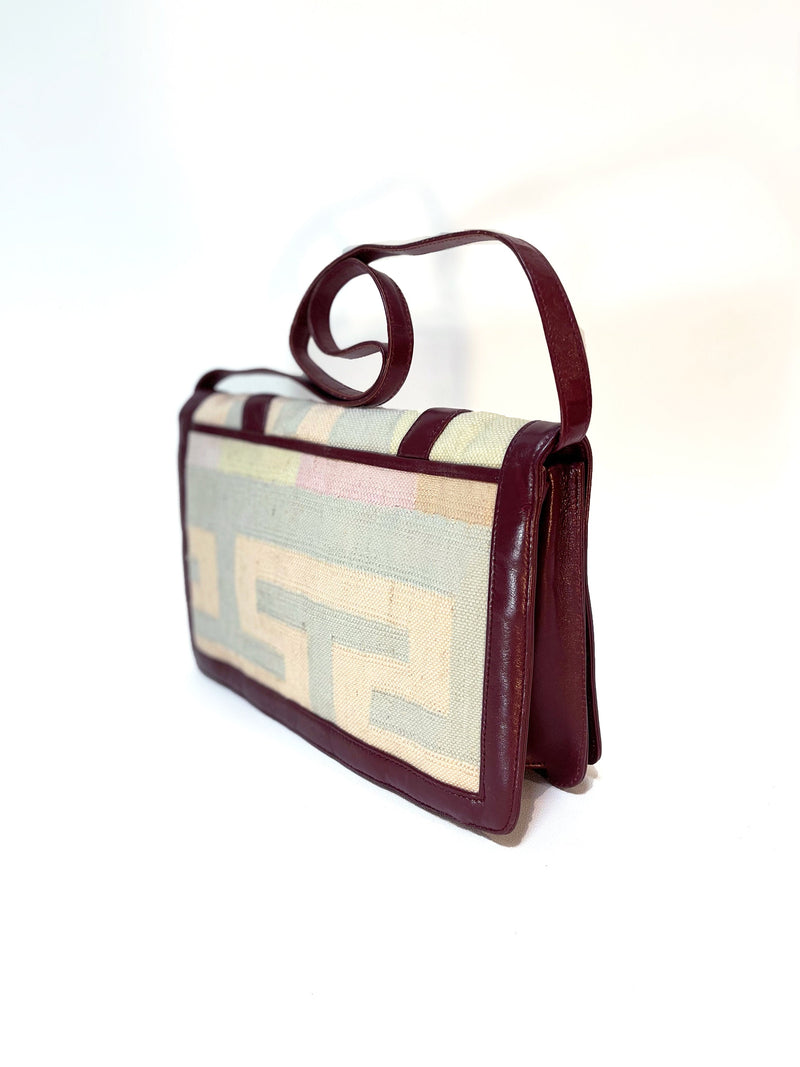 Vintage KILIM Clutch Convertible Shoulder bag Bag Woven Purse 1970s Turkish Carpet Bag