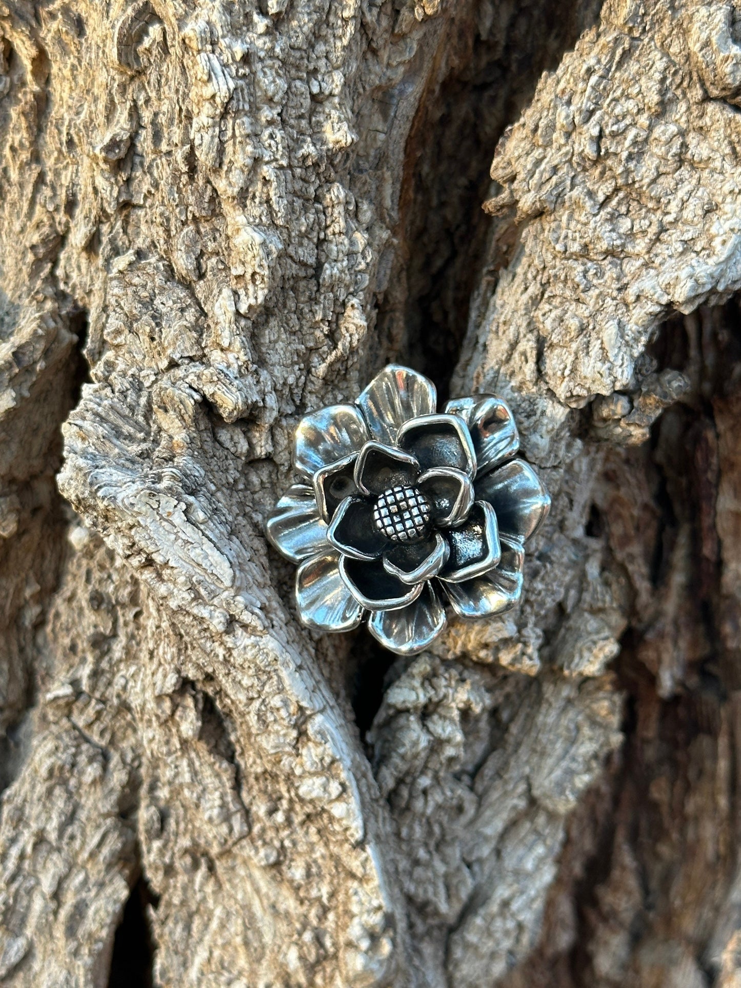 Flower Ring Sterling Silver ADJUSTABLE Large Ring All Sizes