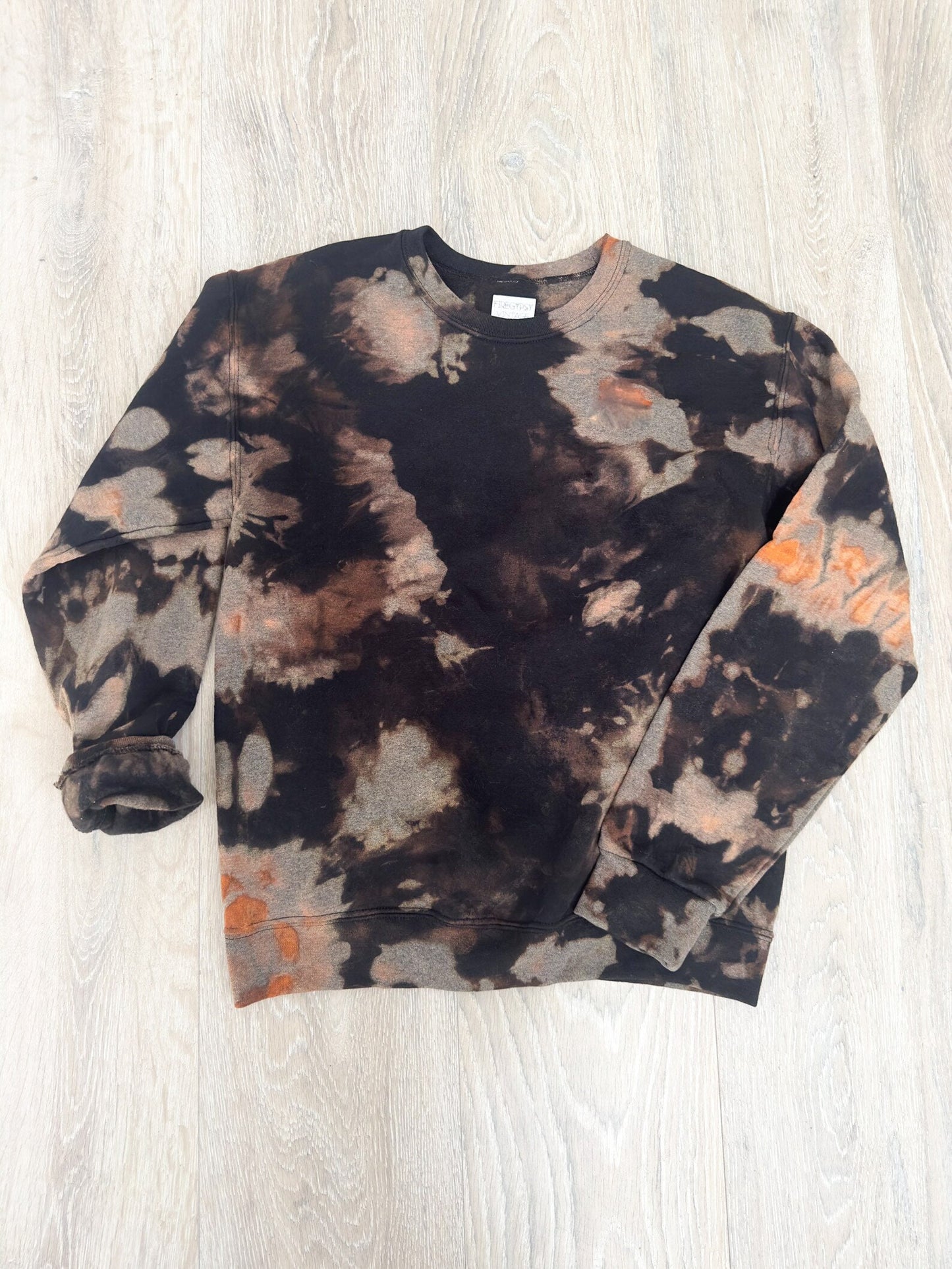 Tie Dye Sweatshirt MOON PHASE Bleach Out Oversized Sweatshirt Black and Tan Sweater All Sizes