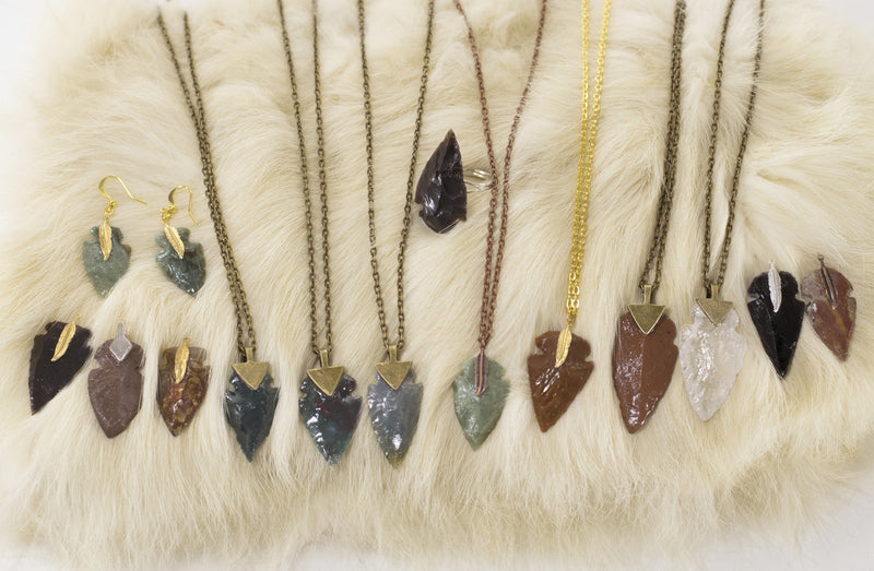 Arrowhead Flint Stone Earrings Tribal Boho Southwestern Native  Custom made Dangle Drop Earrings  Made to Order In Your Color Choice