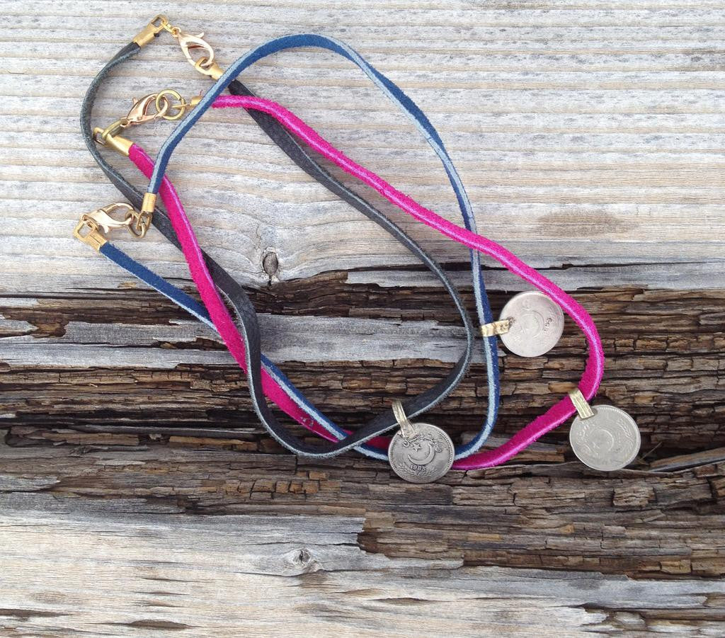 Crescent Moon Choker Necklace | Gypsy Coin Tribal Necklace made to order Customizable