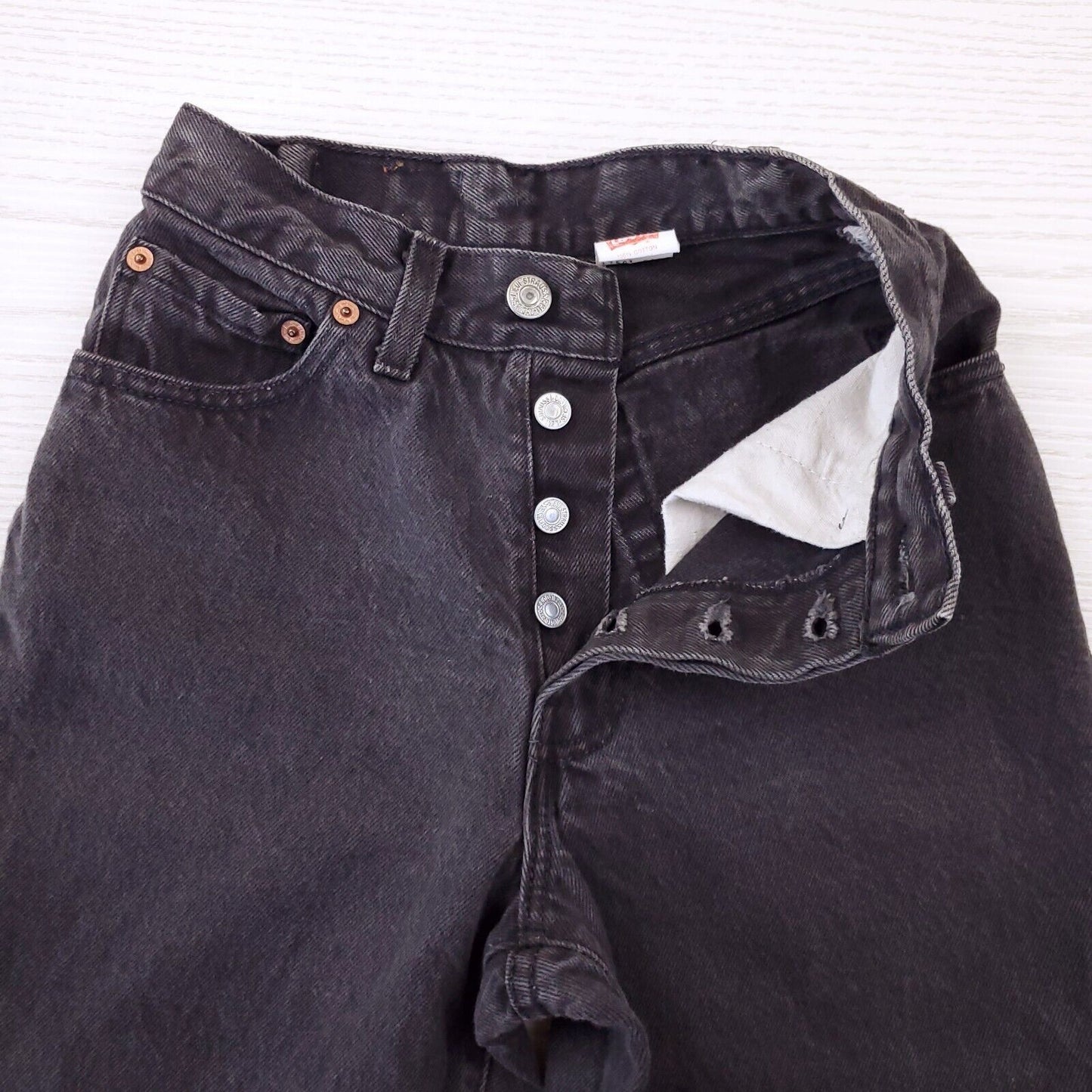 Levi Jeans Vintage Denim Black Charcoal CUSTOM-FIT All SIZES Straight Leg 501 Levi's Boyfriend Jeans