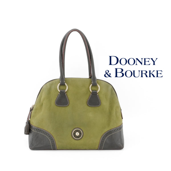 Vintage Dooney & Bourke All-Weather Leather Satchel Bag Olive Green Purse