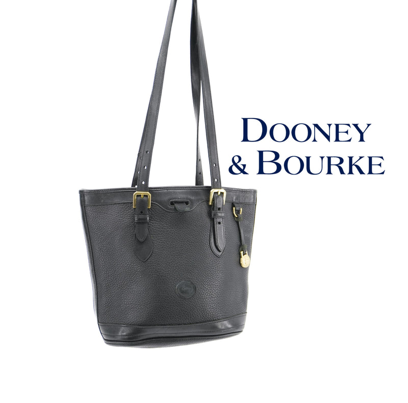 Dooney & Bourke Vintage Black Bucket Tote 90s Purse All Weather Leather Shoulder Bag