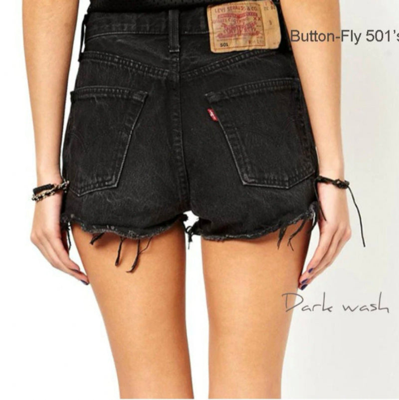 Vintage Black LEVI Shorts Denim Cutoff CUSTOM-FIT Jean Shorts