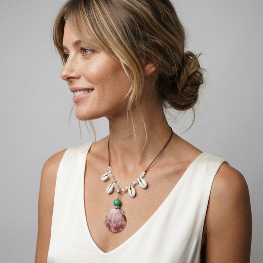 Mermaid Necklace Seashell Beach Boho Coastal Statement Necklace