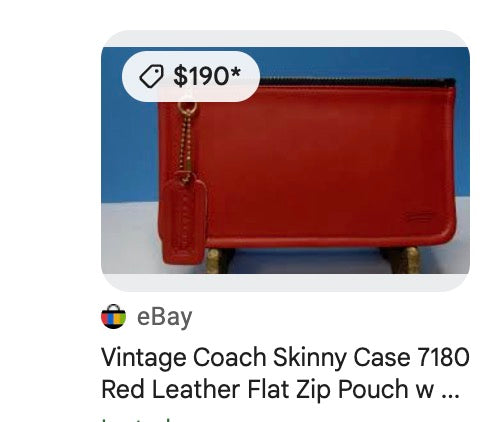 Vintage COACH Bag 90s Charm Leather Wristlet Wallet Zip Pouch Red Petite Bag