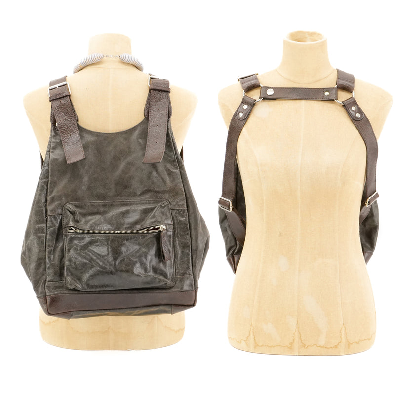 Vintage Leather Backpack Purse Unisex Rucksack Travel School Bag