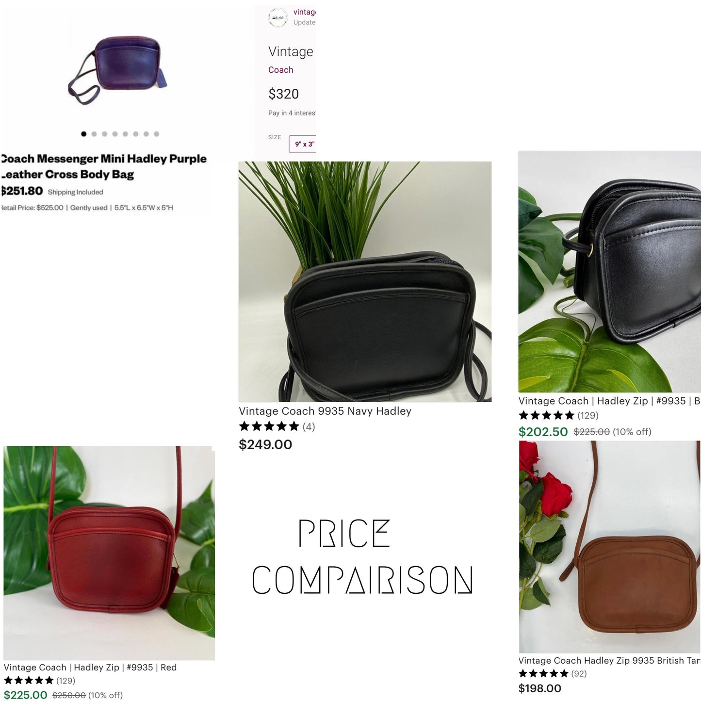 Vintage Coach Mini Hadley Black Leather Small Bag 90s Crossbody Purse