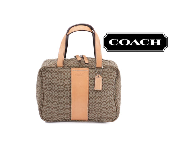 Vintage Coach Monogram Canvas Satchel Travel Makeup Toiletry Bag