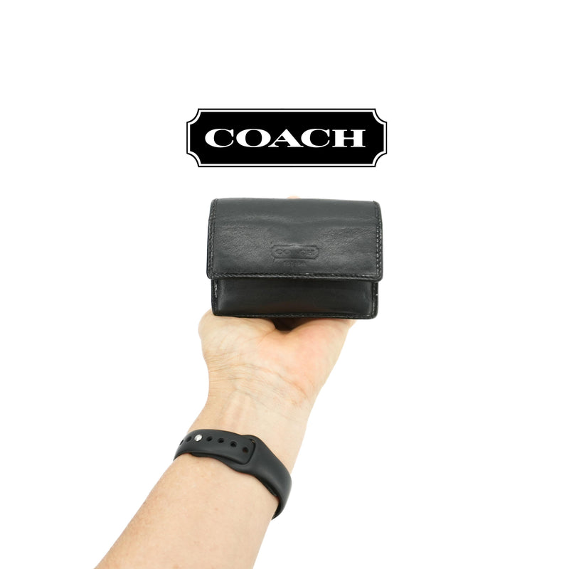 Vintage COACH Black Leather Mini Card Wallet