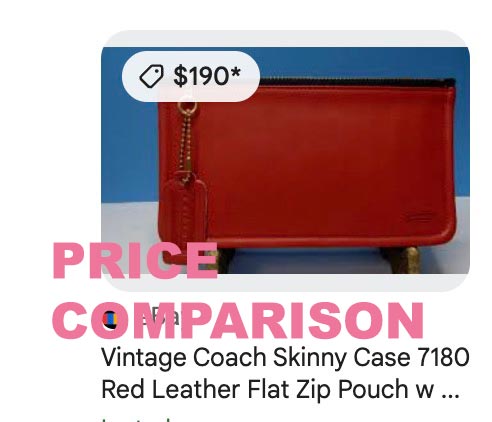 Vintage COACH Bag 90s Charm Leather Wristlet Wallet Zip Pouch Red Petite Bag