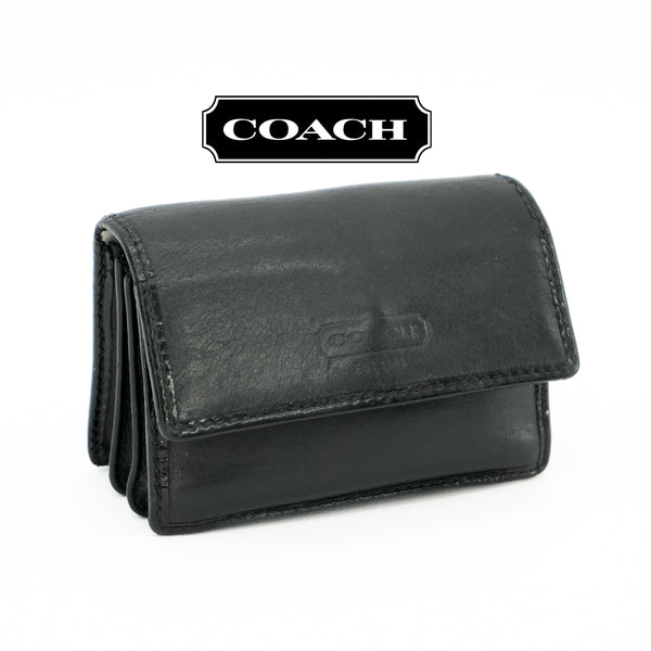 Vintage COACH Black Leather Mini Card Wallet