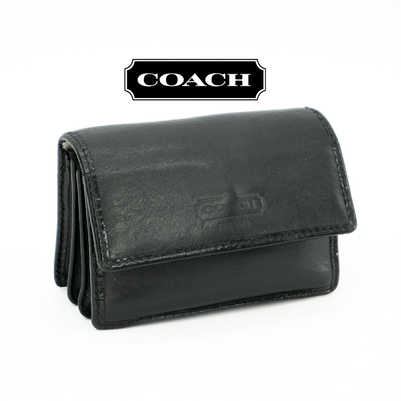 Vintage COACH Black Leather Mini Card Wallet