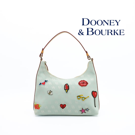 Dooney & Bourke Vintage Y2K Light Blue Shoulder Bag Fun Added Patches Upcycled Purse
