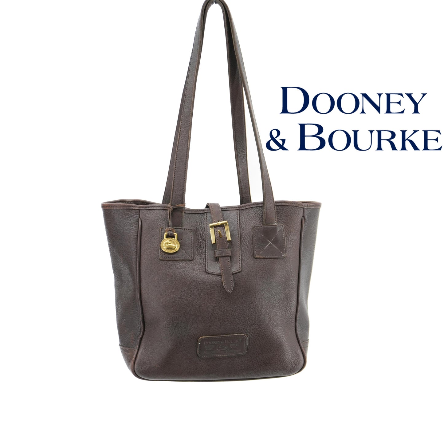 Dooney & Bourke Vintage Brown Bucket Tote 90s Purse All Weather Leather Shoulder Bag