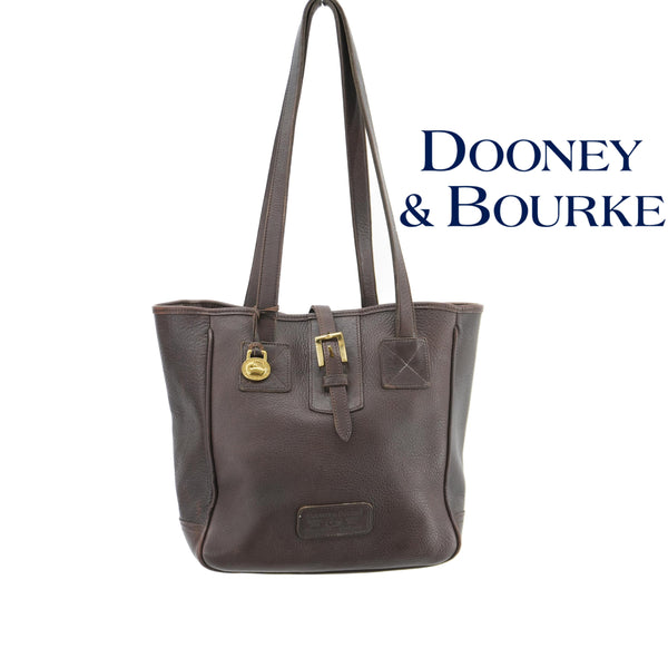 Dooney & Bourke Vintage Brown Bucket Tote 90s Purse All Weather Leather Shoulder Bag