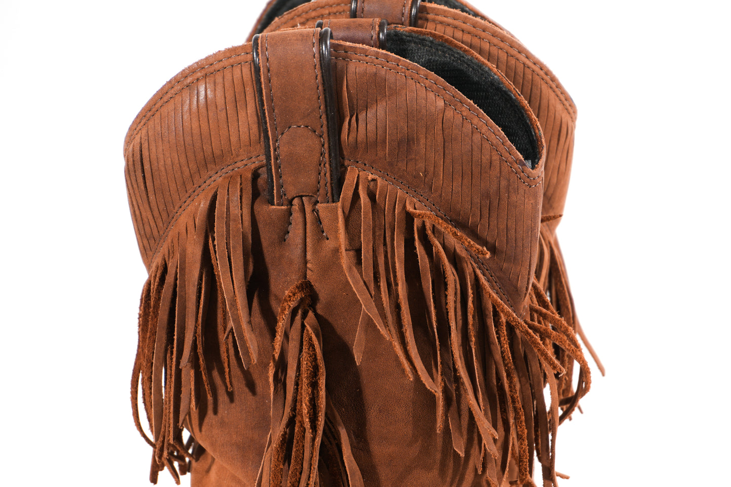 Vintage Fringe Boots Size 7.5 Brown 90s Southwestern Leather Cowboy Cowgirl Boots