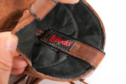 Vintage Fringe Boots Size 7.5 Brown 90s Southwestern Leather Cowboy Cowgirl Boots