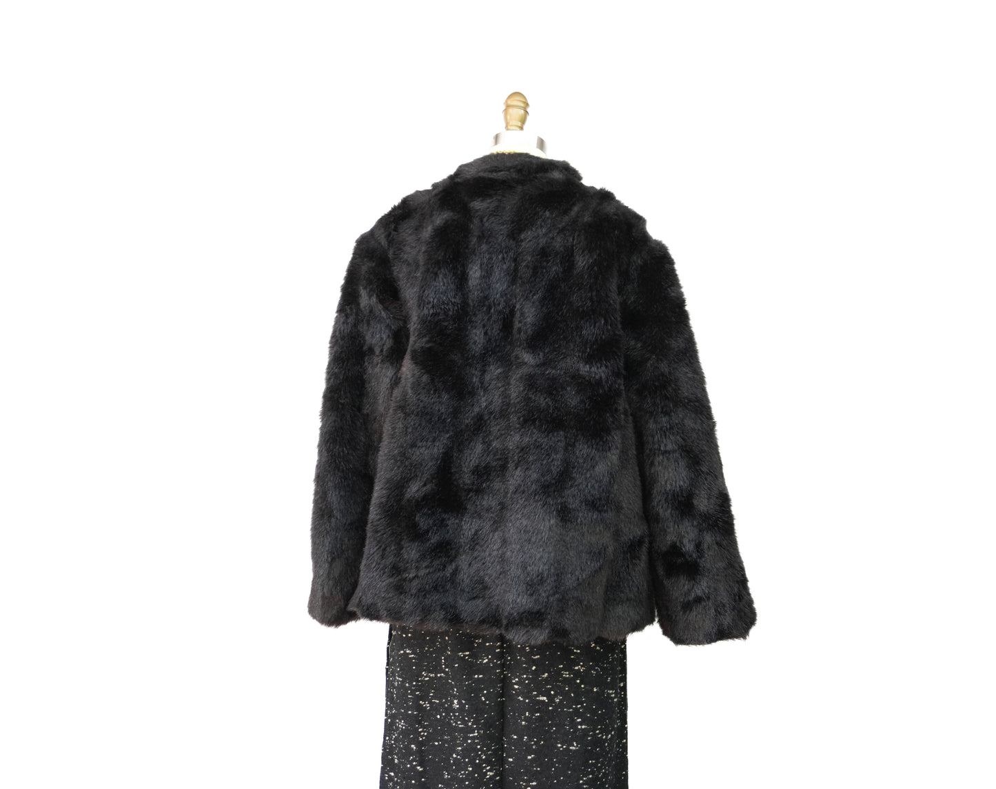 1960s Vintage Faux Fur Coat Brown Winter Cropped Swing Cape Coat Size Medium