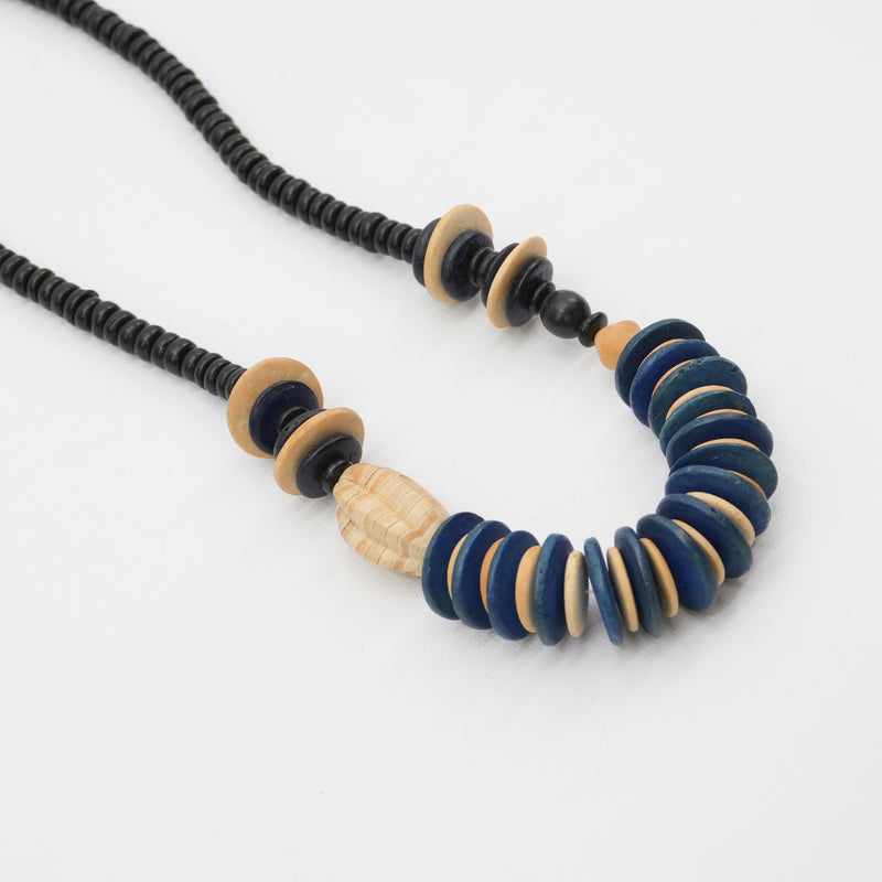 Vintage Beaded 70s Necklace Wood Chunky Beads Boho Geometric Tribal Collection