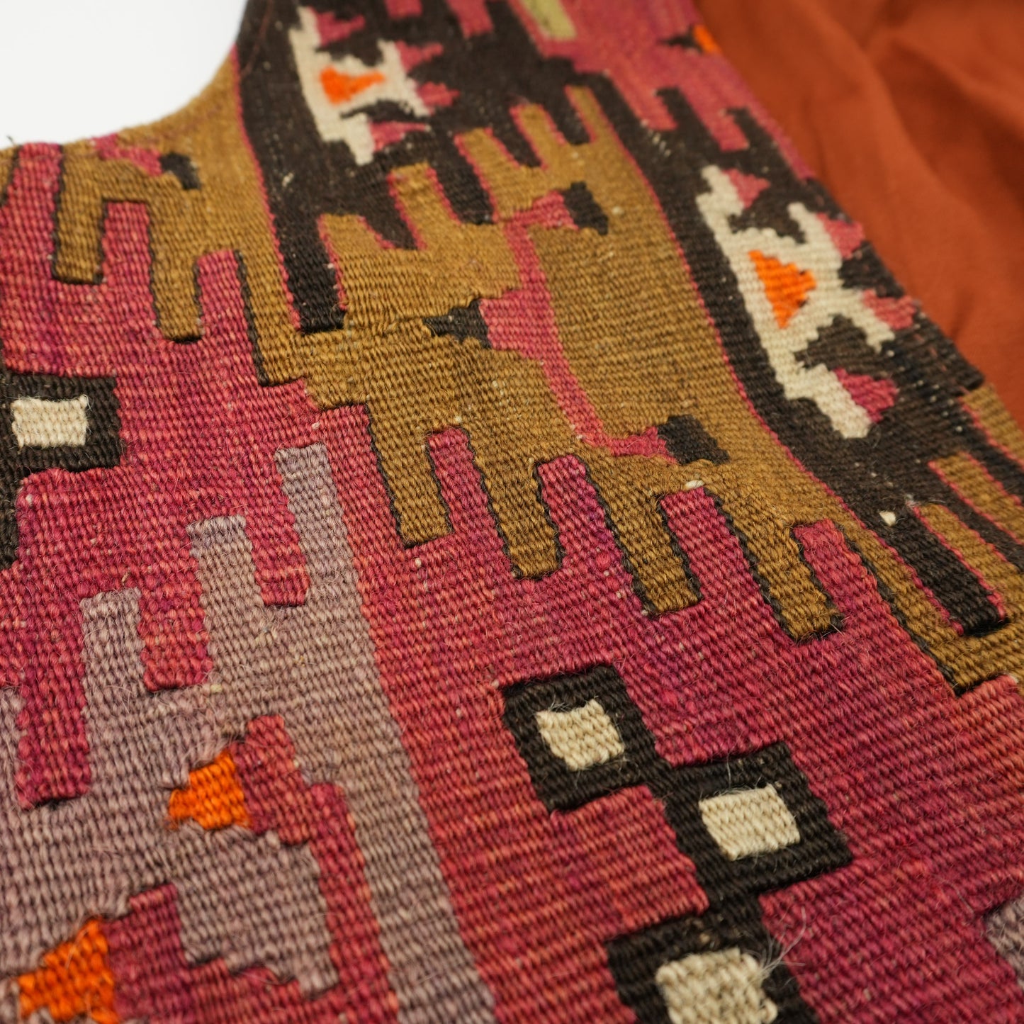 Vintage Wool Vest Handwoven Carpet Handmade Turkish Kilim Deerskin Boho Western Art Vest