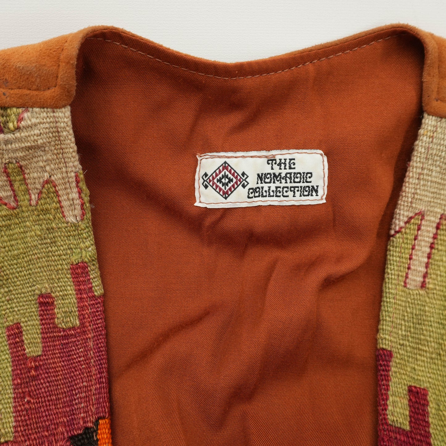Vintage Wool Vest Handwoven Carpet Handmade Turkish Kilim Deerskin Boho Western Art Vest
