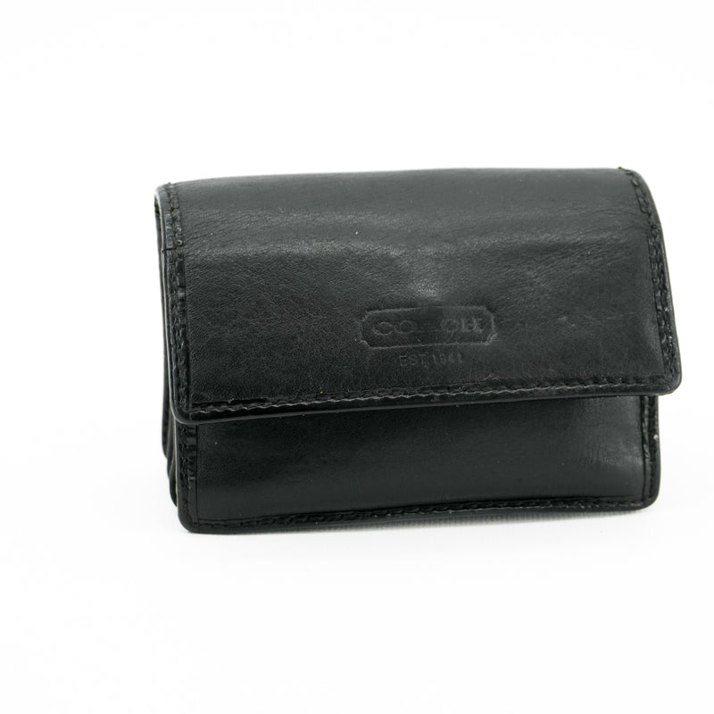 Vintage COACH Black Leather Mini Card Wallet