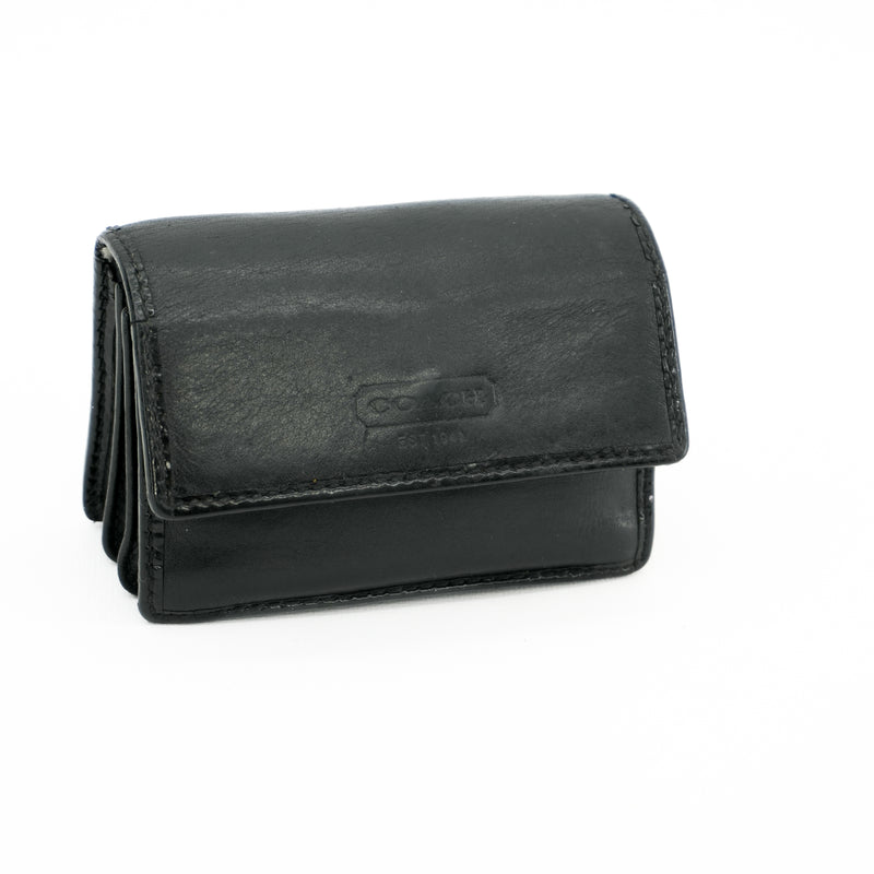Vintage COACH Black Leather Mini Card Wallet