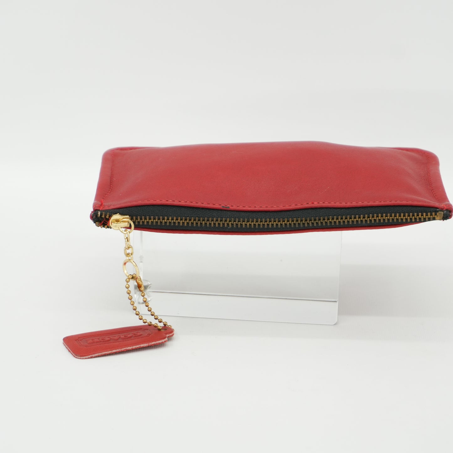 Vintage COACH Bag 90s Charm Leather Wristlet Wallet Zip Pouch Red Petite Bag