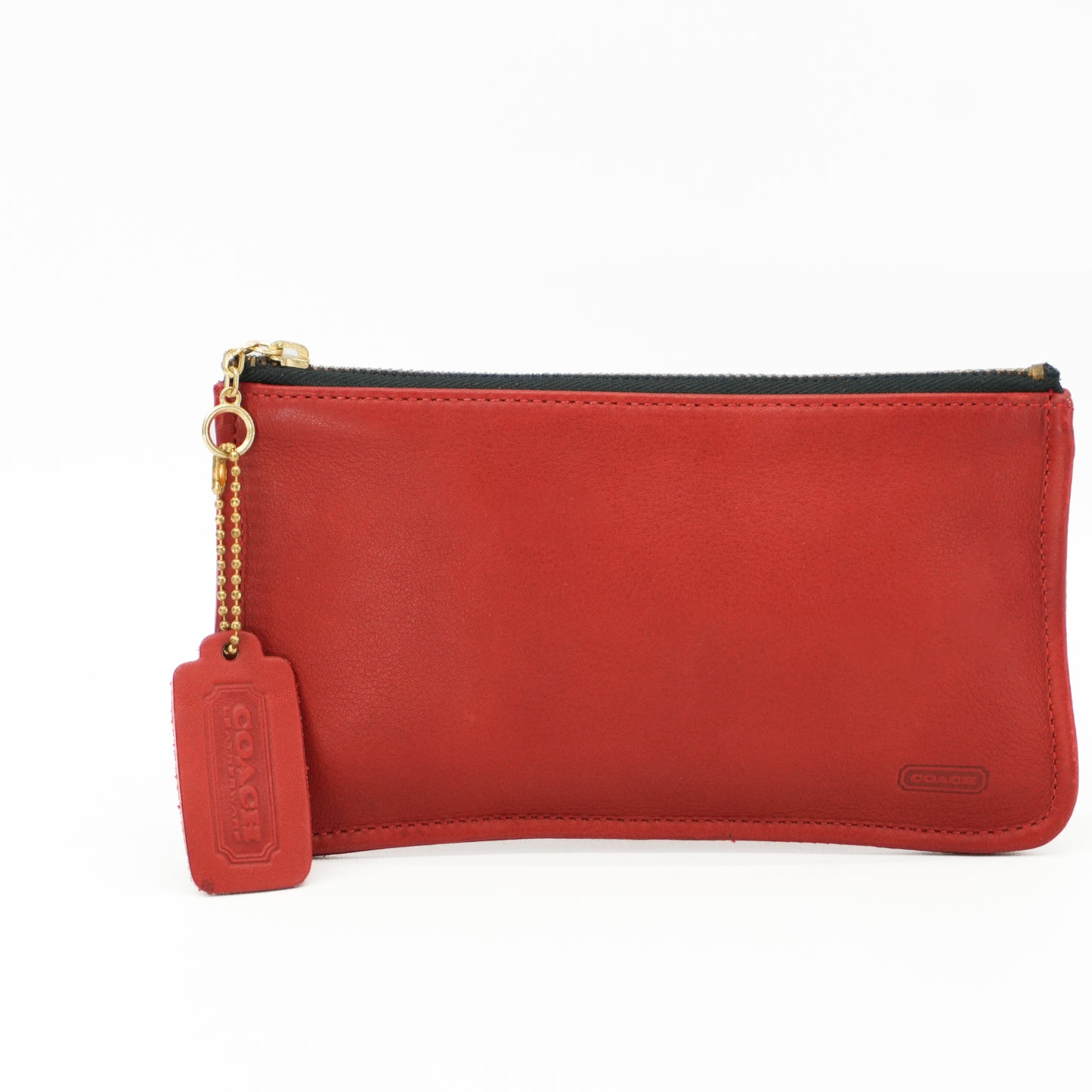 Vintage COACH Bag 90s Charm Leather Wristlet Wallet Zip Pouch Red Petite Bag