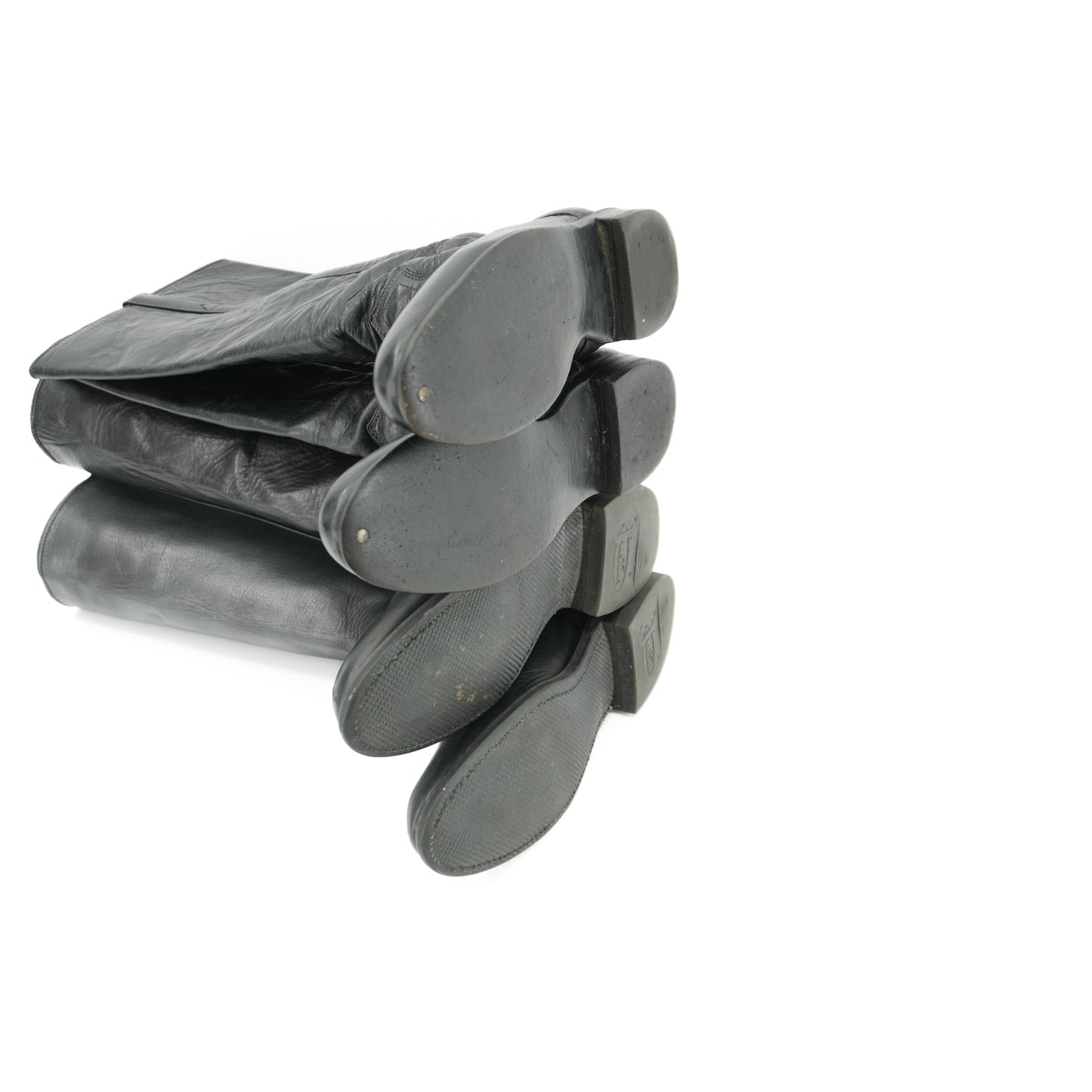 Black Cowboy Boots Size 7.5 1970s Rare Tall Justin Vintage Black Leather Riding boots