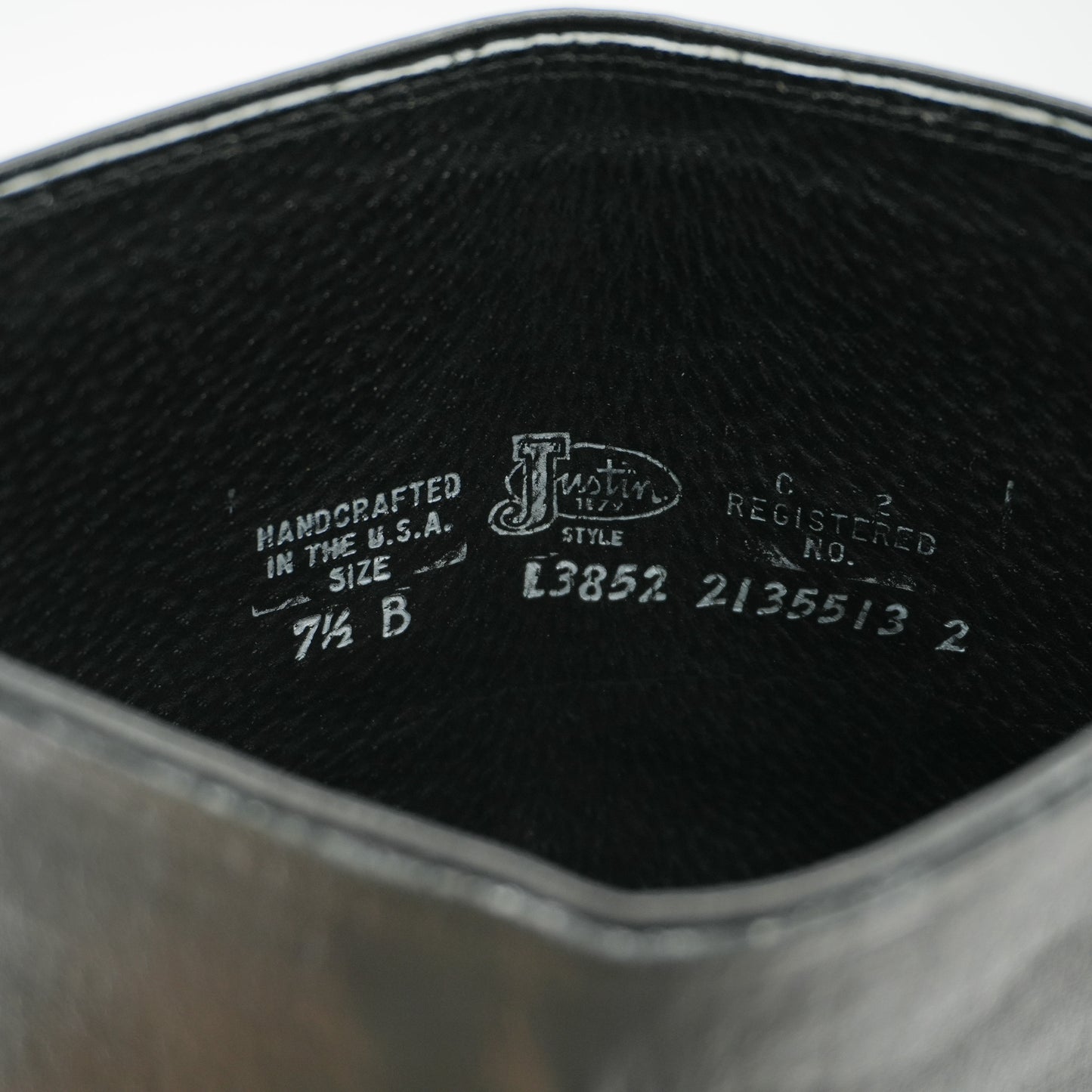 Black Cowboy Boots Size 7.5 1970s Rare Tall Justin Vintage Black Leather Riding boots