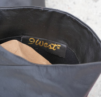 Tall Boots Size 9 Vintage 80s Tall Black Leather Retro Boots Sz. 9