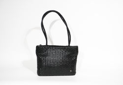 Leather Purse Etienne Aigner Black Woven Basket Tote Bag Shopper