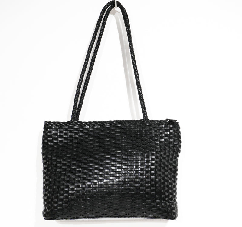 Leather Purse Etienne Aigner Black Woven Basket Tote Bag Shopper