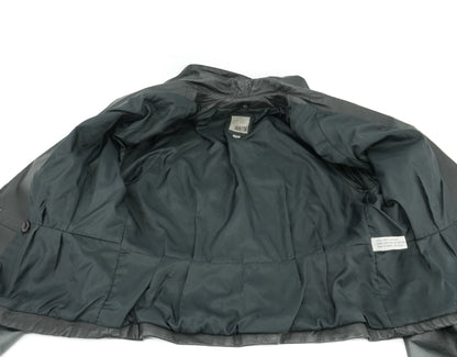 Vintage Black Leather Women's Moto Biker Style Cropped Blazer Dress Jacket