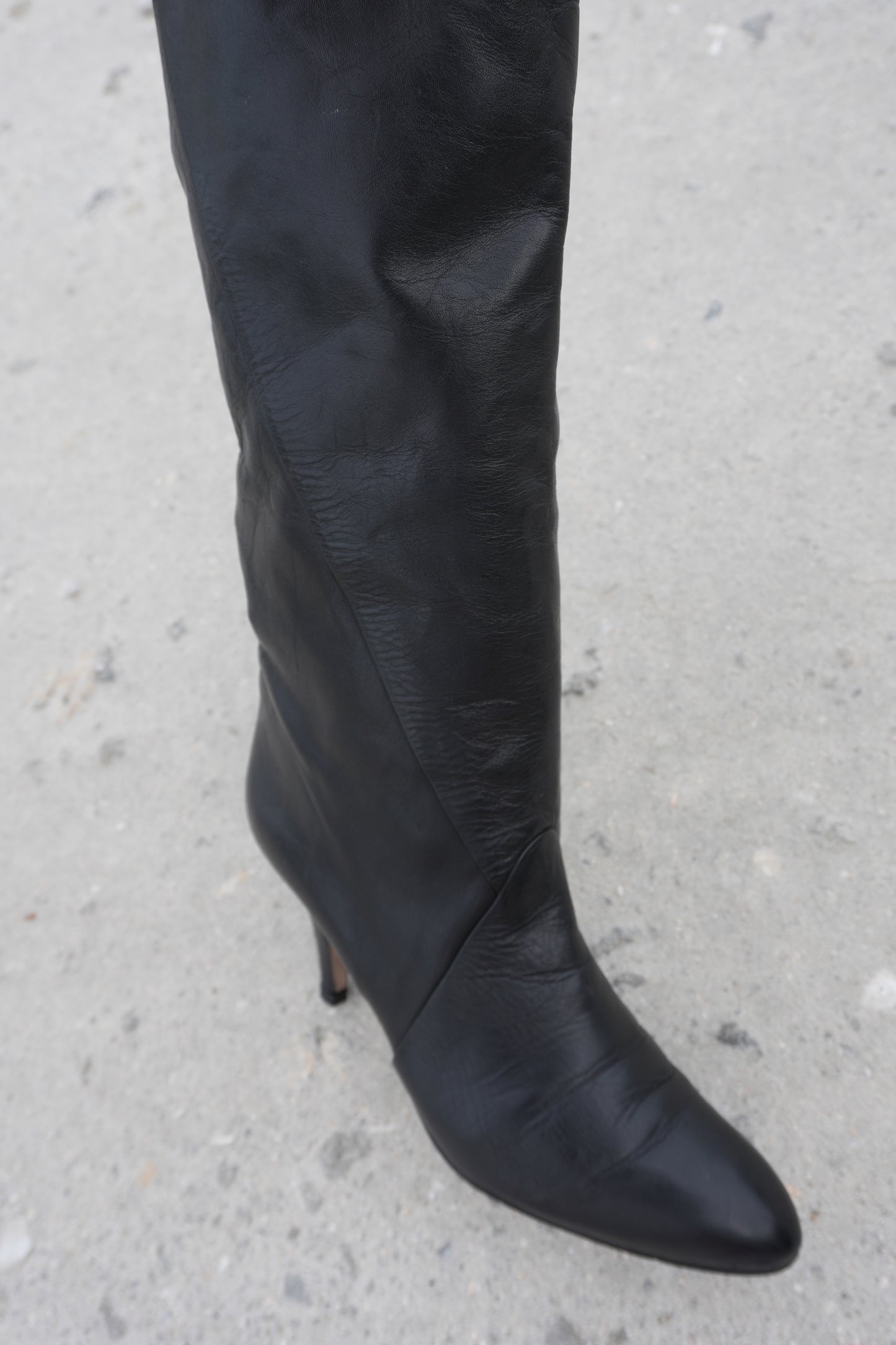 Tall Boots Size 9 Vintage 80s Tall Black Leather Retro Boots Sz. 9