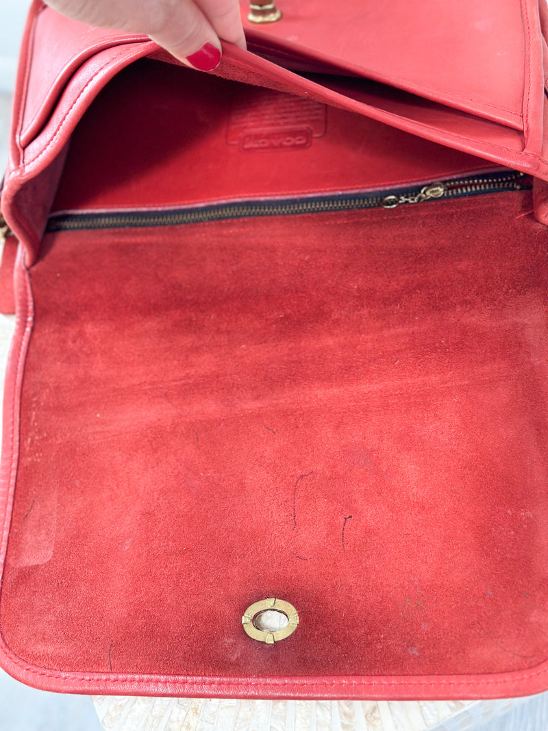 COACH Purse Vintage Crossbody 90s Messenger Bag Burnt Orange Rare Color Made in The USA