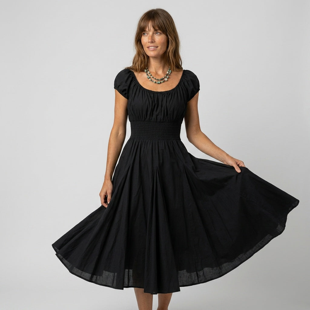 blackcottonsundresspuffsleeveromanticparisstylepoplindress-4.jpg