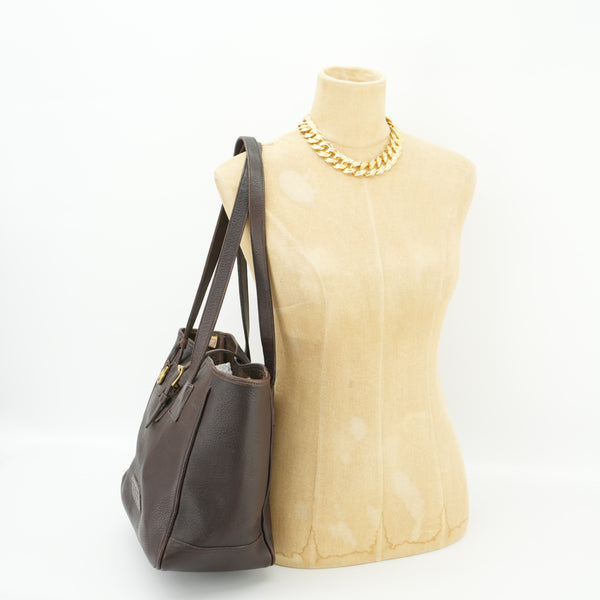 Dooney & Bourke Vintage Brown Bucket Tote 90s Purse All Weather Leather Shoulder Bag