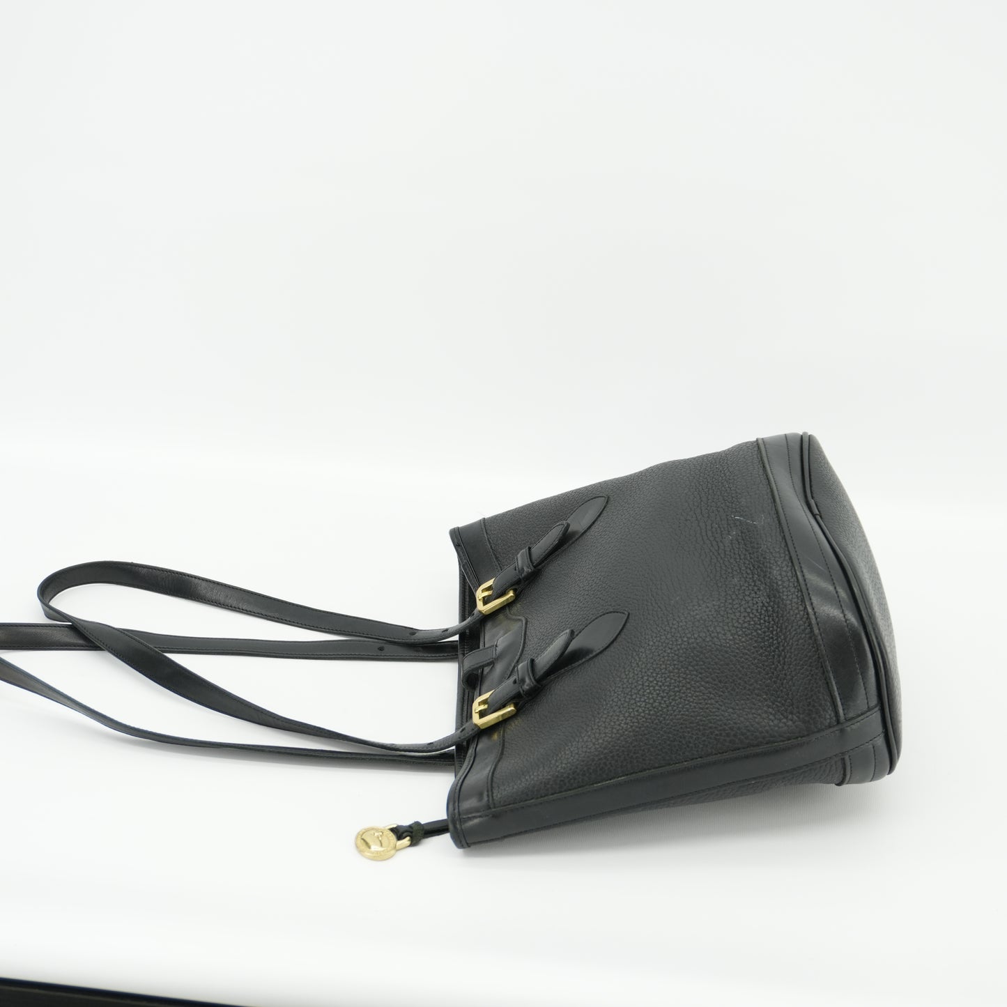 Dooney & Bourke Vintage Black Bucket Tote 90s Purse All Weather Leather Shoulder Bag