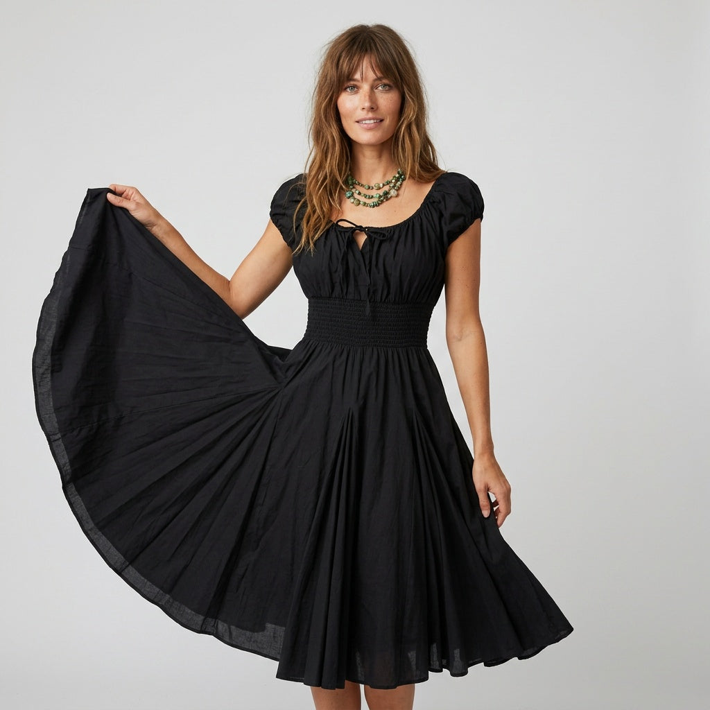 blackcottonsundresspuffsleeveromanticparisstylepoplindress-3.jpg