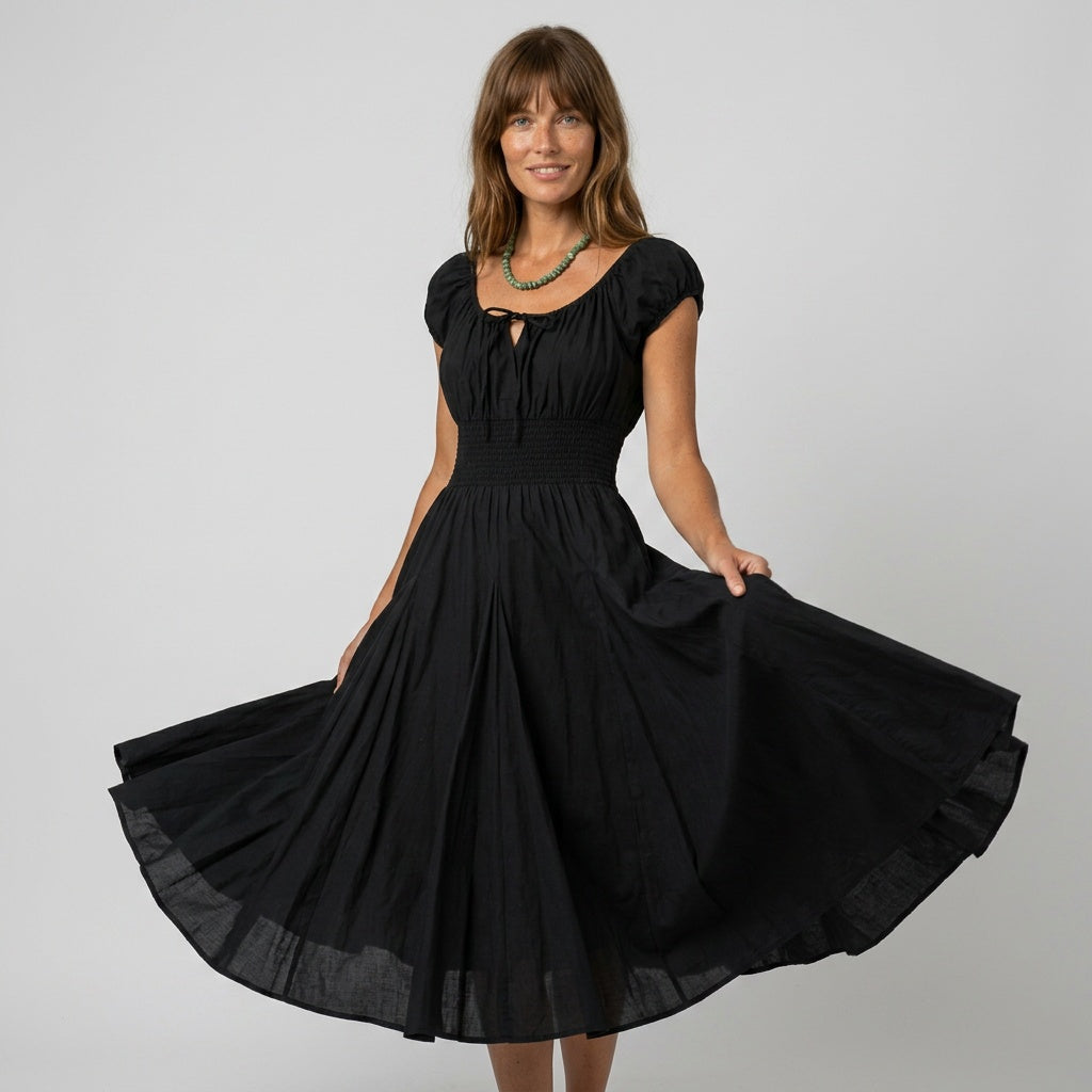 blackcottonsundresspuffsleeveromanticparisstylepoplindress-5.jpg